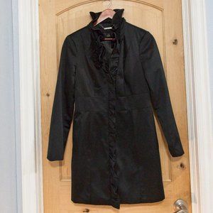 WHITE HOUSE BLACK MARKET black satin coat, size 6